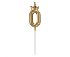 Svečka Champagne Gold s kronico številka 0