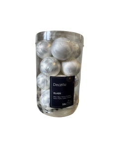 Steklene white ice kroglice 3,5 cm, 16 kosov