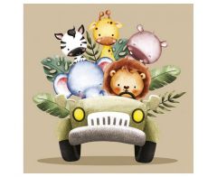  Safari Animals in the Jeep serviete 33x33cm