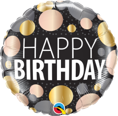Standard Bday Big Metallic Dots folija balon