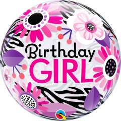 Bubble Bday Girl Floral Zebra Stripes pvc balon