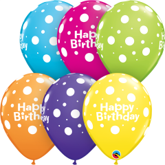 Lateks baloni 28cm Bday Big Polka Dots Ast