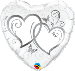 Standard Entwined Hearts Silver folija balon