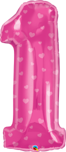 Folija balon številka 1 Pink Hearts 