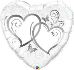 Maxi Entwined Hearts Silver folija balon