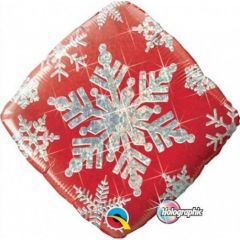 StandardHolographic Snowflake Red folija balon balon