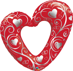 Maxi Hearts & Filigree Red folija balon