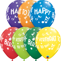 Lateks baloni 28cm Happy Bday to You Music Notes Carnival Ast 