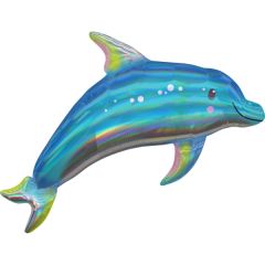 Maxi HolographicIridescent Blue Dolphin folija balon