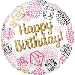 Standard Happy Birthday Gems folija balon