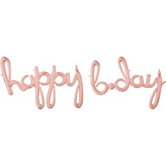 Napis Happy Bday Rose Gold folija balon