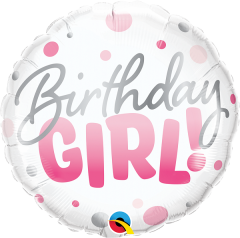 Bday Girl Pink Dots folija balon