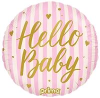 Standard Hello Baby Pink Stripes folija balon 