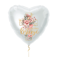 Standard Sretno Krštenje Cross&Flowers Rose Heart folija balon