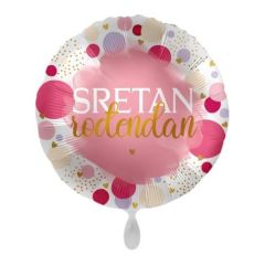 Standard Sretan Rođendan pink dots folija balon