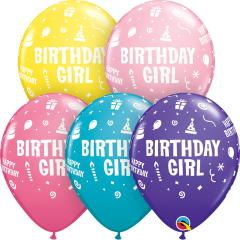 Lateks baloni 28cm Bday Girl Special Ast 