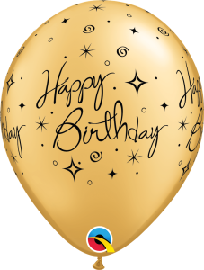 Lateks baloni 28cm Bday Elegant Sparkles&Swirles Gold