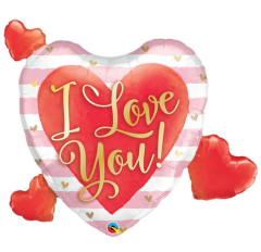 Maxi I Love You Hearts & Stripes Pink folija balon