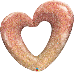 Maxi Rose Gold Glitter Ombre Heart folija balon
