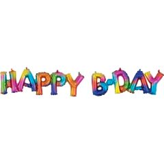Napis Happy Bday Rainbow Splash folija balon