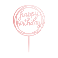 Happy Birthday okrogel okrasek za torto rose gold