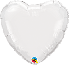 Mini srce folija balon na palčki 10 cm - White