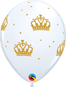 Lateks baloni 28cm Crowns White 