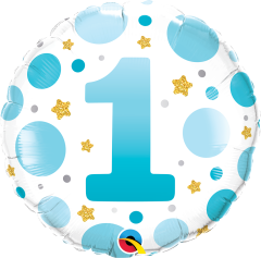 Standard Age 1 Blue Dots folija balon
