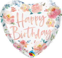 Standard Bday Watercolors Roses folija balon