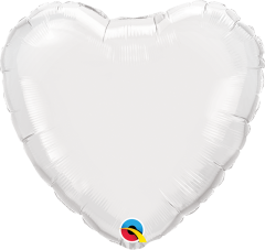 Mini srce folija balon na palčki 22,5 cm - White