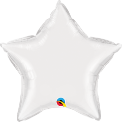 Mini zvezda folija balon na palčki 22,5 cm -  White 