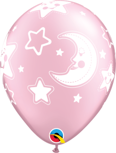 Lateks baloni 28cm Baby Moon&Stars Pearl Pink 
