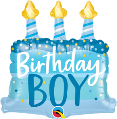 Mini Bday Boy Cake & Candles folija balon na palčki