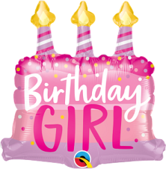 Mini Bday Girl Cake & Candles folija balon na palčki