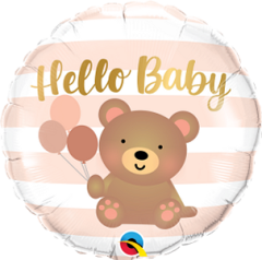 Standard Hello Baby Bear & Balloons folija balon