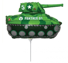 Mini 14"FX Tank Green folija balon na palčki