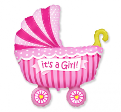 Mini 14"FX Stroller for a girl Pink folija balon na palčki