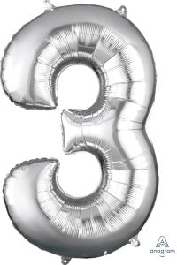Folija balon številka 3 Silver