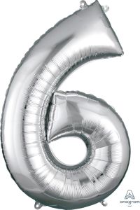 Folija balon številka 6 Silver