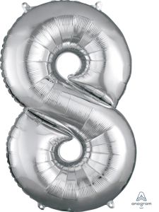 Folija balon številka 8 Silver 