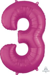 Folija balon številka 3 Pink 