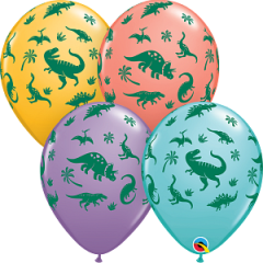 Latex baloni 28 cm Dinosaurs Assortment of Coral, Spring Lilac, Caribbean Blue, Goldenrod