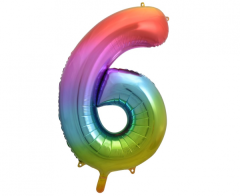 Folija balon B&C številka 6 Rainbow