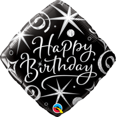 Standard Bday Elegant Sparkles & Swirls folija balon