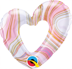 Mini 14" Open Colorful Marble Heart  folija balon na palčki