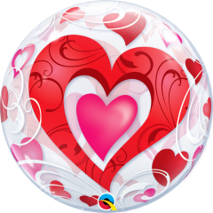 Bubble Red Hearts & Filigree pvc balon