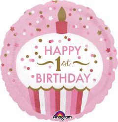Standard 1st Birthday Cupcake Girl folija balon