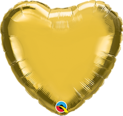 Mini srce folija balon na palčki 10 cm - Gold