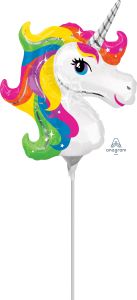 Mini Rainbow Unicorn folija balon na palčki