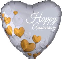 Standard Aniversary Platinum Hearts folija balon 